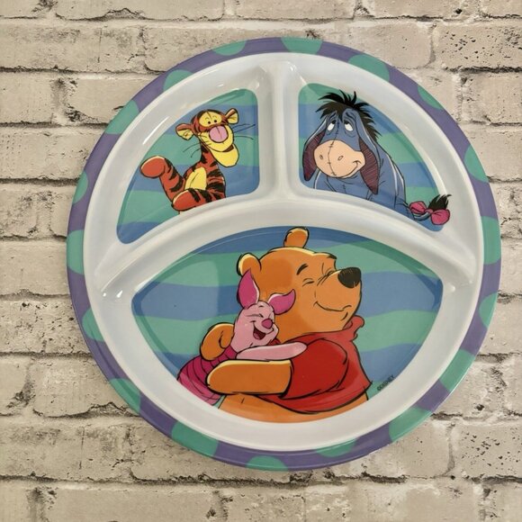 Zak Designs Winnie The Pooh, Piglet, Tigger And Eeyore Melamine 3 Serving Plate - Picture 1 of 2